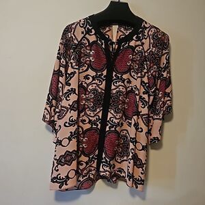 Gibson Latimer Boho half slit sleeve top 1X